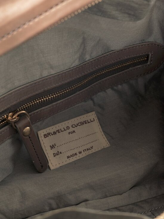 Brunello Cucinelli Taupe Leather Bow Clutch - Picture 9 of 9